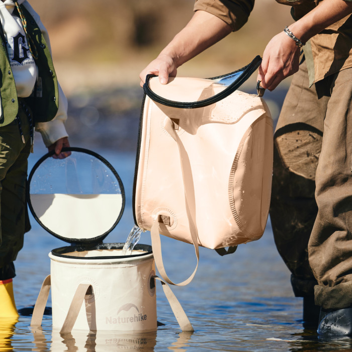 Складане відро для води з ЕВА Naturehike CNK2350CF010, 20 л, бежевий 