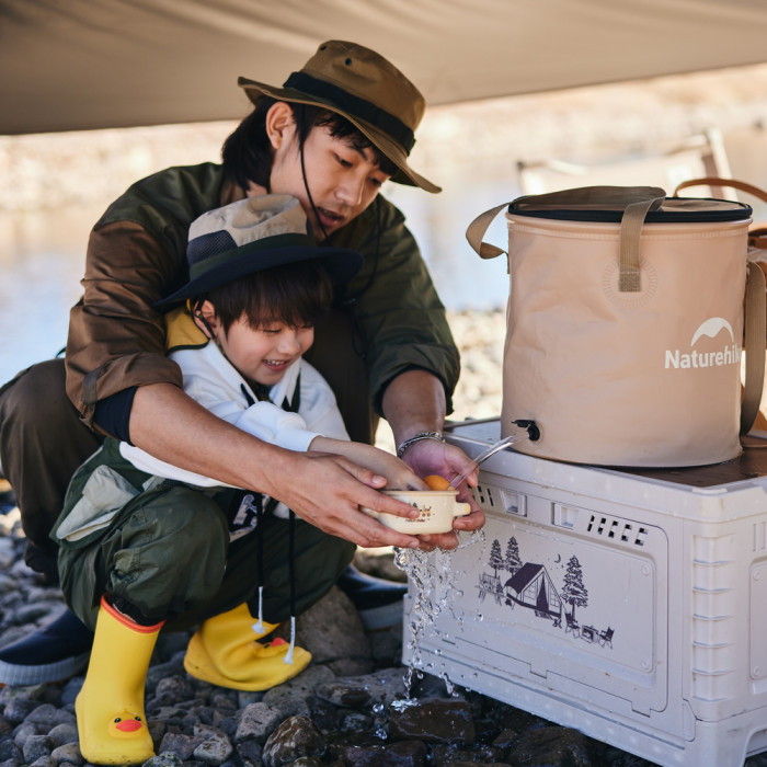 Складане відро для води з ЕВА Naturehike CNK2350CF010, 20 л, бежевий 