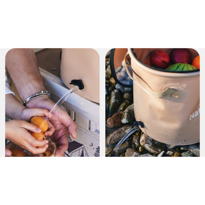 Складане відро для води з ЕВА Naturehike CNK2350CF010, 20 л, бежевий 