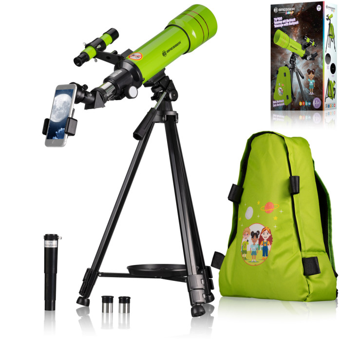 Телескоп Bresser Junior 70/400 Green з адаптером для смартфона + рюкзак (8850610B4K000/14511) (930418)