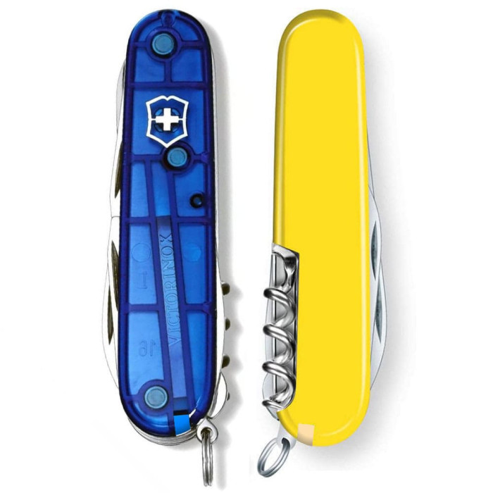 Ніж Victorinox Huntsman Ukraine 91мм/15функ/син.прозор-жовт.прозор 