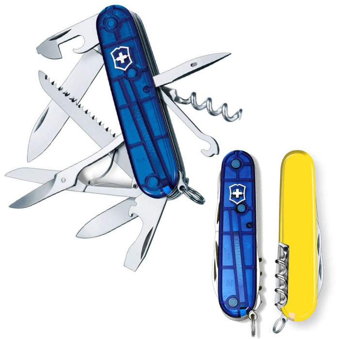 Ніж Victorinox Huntsman Ukraine 91мм/15функ/син.прозор-жовт.прозор 