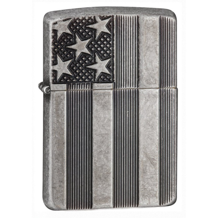 Запальничка Zippo 28973 U.S. Flag Armor Antq Slvr Plate 28974 