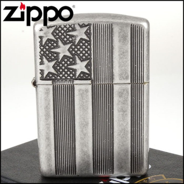 Запальничка Zippo 28973 U.S. Flag Armor Antq Slvr Plate 28974 