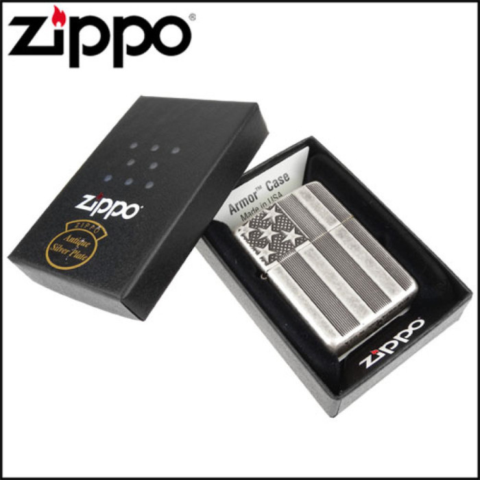 Запальничка Zippo 28973 U.S. Flag Armor Antq Slvr Plate 28974 