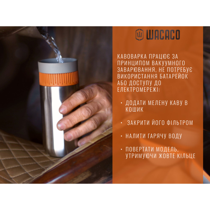 Портативна кавоварка-термокухоль Wacaco Pipamoka, механічна, для меленої кави 