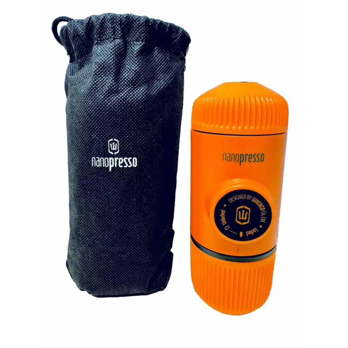 Портативна еспресо-кавоварка Wacaco Nanopresso помаранчева, механічна, для меленої кави 