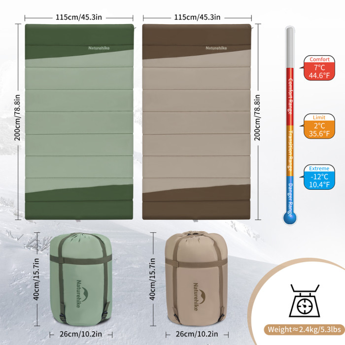 Спальний мішок двомісний Naturehike CNK2300019, зелений 