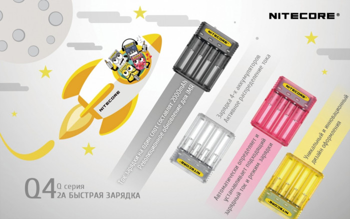 Зарядний пристрій Nitecore Q4 прозоре 