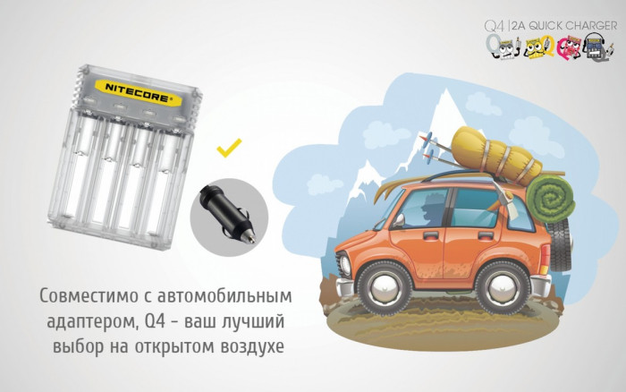 Зарядний пристрій Nitecore Q4 прозоре 