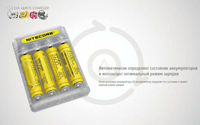 Зарядний пристрій Nitecore Q4 прозоре 