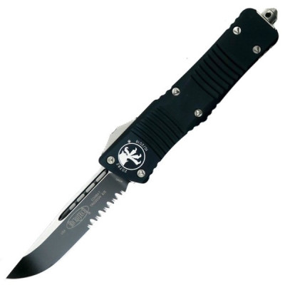 Ніж Microtech Combat Troodon Drop Point Black Blade полусеррейтор 143-2