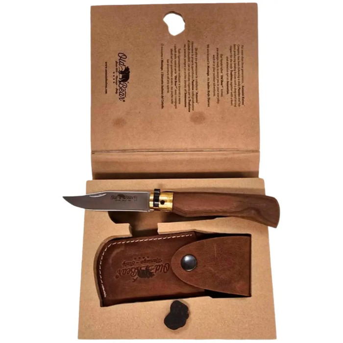 Ніж Old Bear Gift Box - Classic M, sheath in leather, walnut 