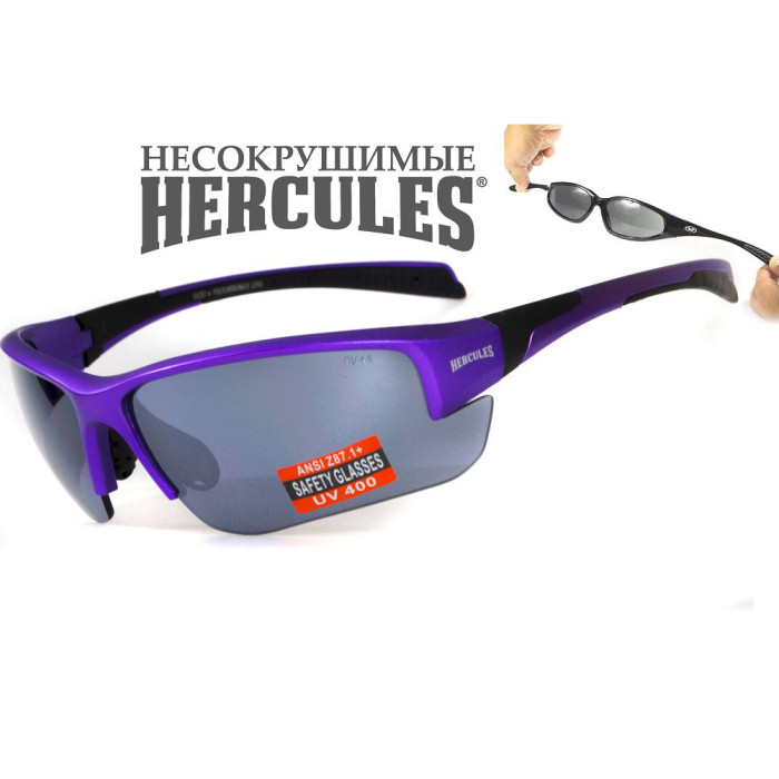 Окуляри Global Vision Hercules-7 Purple (silver mirror) дзеркальні чорні у фіолетовій оправі 