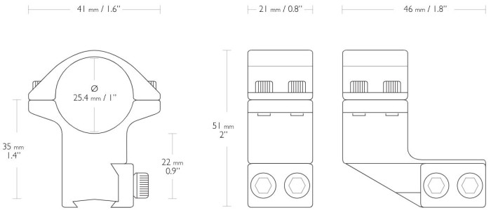Кільця Hawke Match 1"(25.4) 9-11мм, з виносом 25 мм, High, сплав 