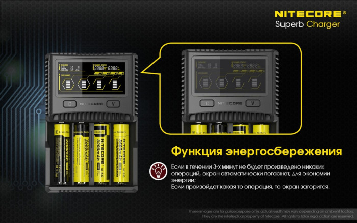 Зарядний пристрій Nitecore SC4 з LED дисплеєм (0.5 A, 1A, 2A, 3A) 
