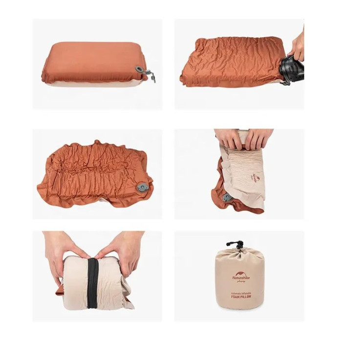 Подушка самонадувна бесшумна Naturehike NH21ZT001, персикова 