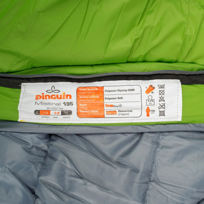 Спальний мішок Pinguin Mistral PFM (3/-3°C), 185 см - Left Zip, Green (PNG 235142) 