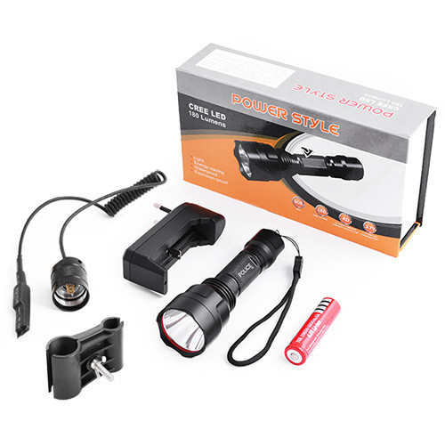 Тактичний Ліхтар Police QC8-XPE, сірий Q5, 18650, З/У 220V, кріплення під рушницю 