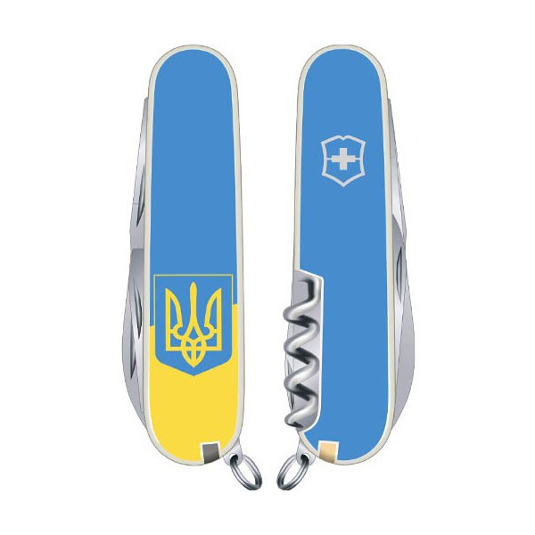 CLIMBER UKRAINE 91мм/14функ/біл /штоп/ножн/гачок /жовт-бл. з Гербом/бл. 