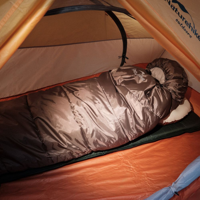 Спальник з капюшоном Naturehike U350 NH20MSD07, (1°C), правий, коричневий 