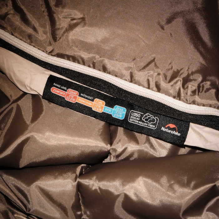 Спальник з капюшоном Naturehike U350 NH20MSD07, (1°C), правий, коричневий 