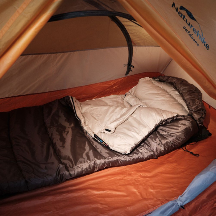Спальник з капюшоном Naturehike U350 NH20MSD07, (1°C), правий, коричневий 