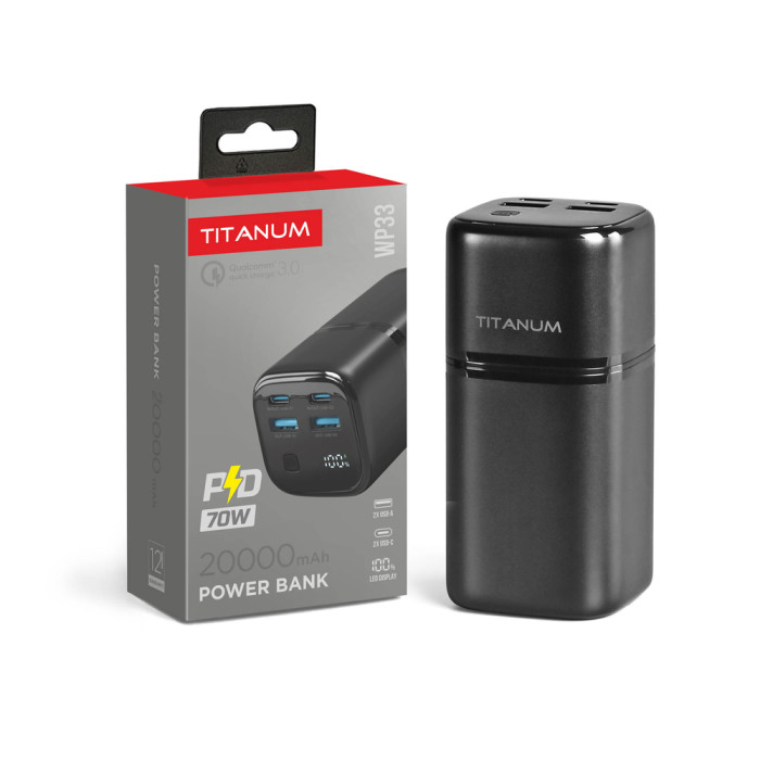 Повербанк 20000mAh TITANUM WP33 PD70W Black 