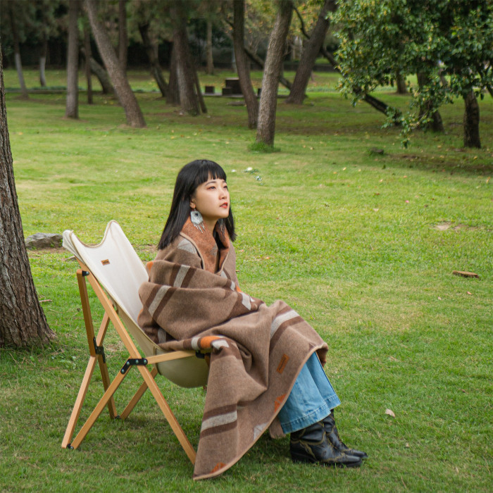 Плед Naturehike Outdoor Warm Geometric NH20FS036, коричневий 