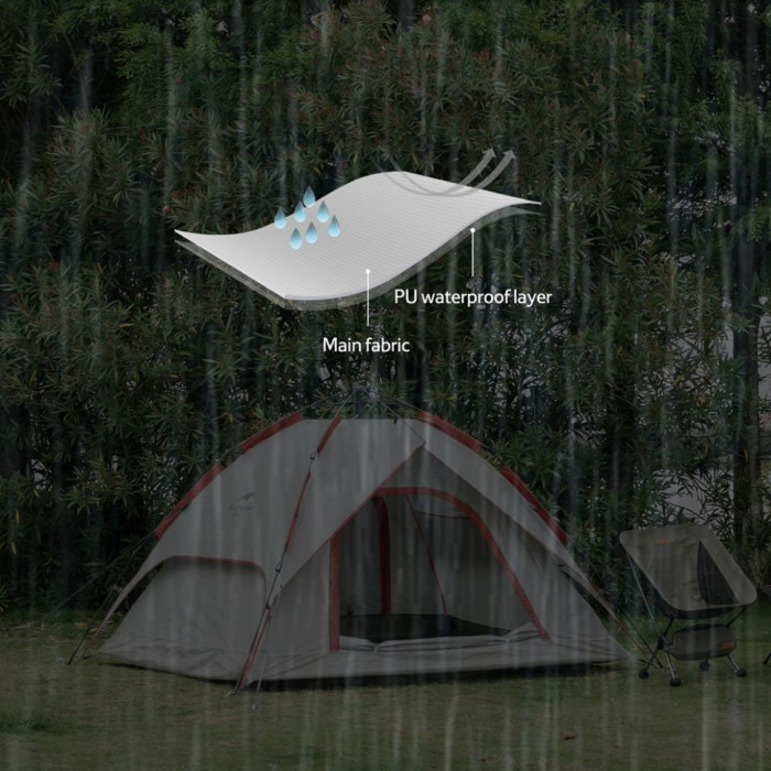 Намет чотиримісний автоматичний Naturehike NH21ZP008, сіро-червоний 