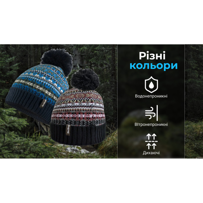 Водонепроникна шапка DexShell Beanie Fair Isle DH362BH, L/XL 