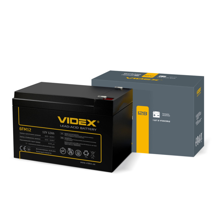 Акумулятор Videx 6FM12 свинцево-кислотний 12V/12Ah 