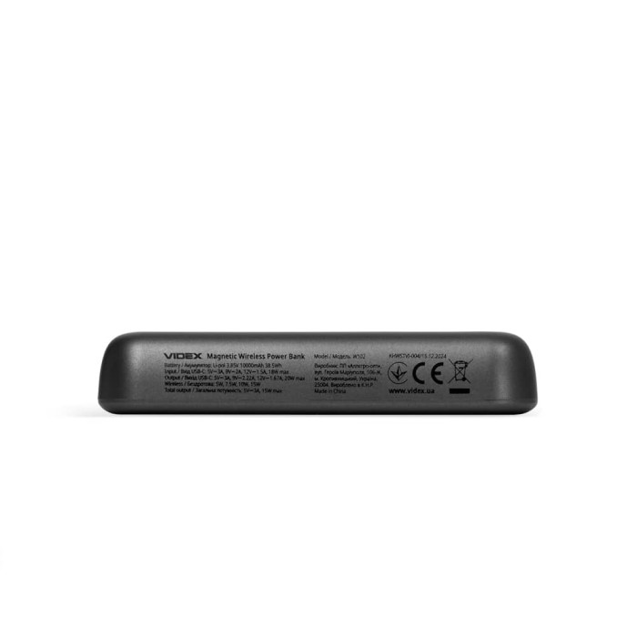 Повербанк з бездротовою зарядкою 10000mAh VIDEX VPB-W102 PD20W Grey 