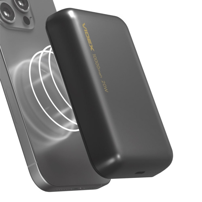 Повербанк з бездротовою зарядкою 10000mAh VIDEX VPB-W102 PD20W Grey 