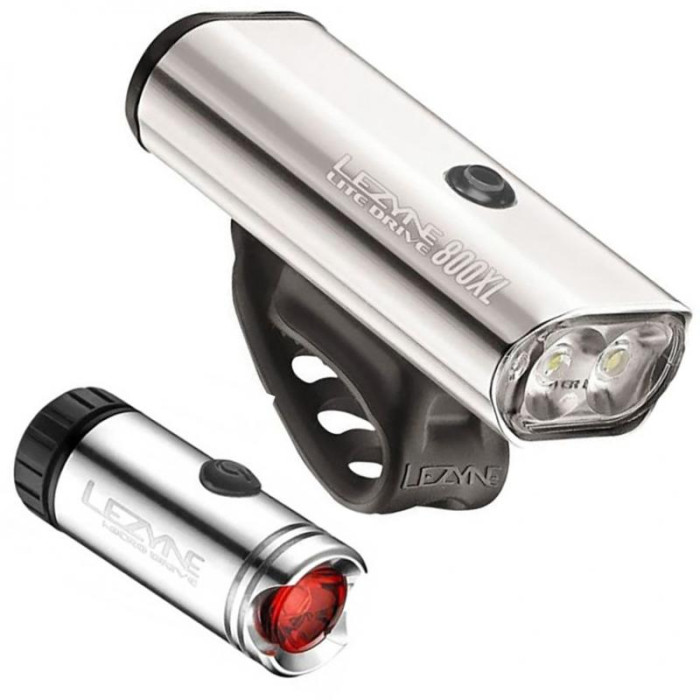 Комплект велофар Lezyne MACRO 800XL /MICRO PAIR сріблястий 800/30 люменів Y10 