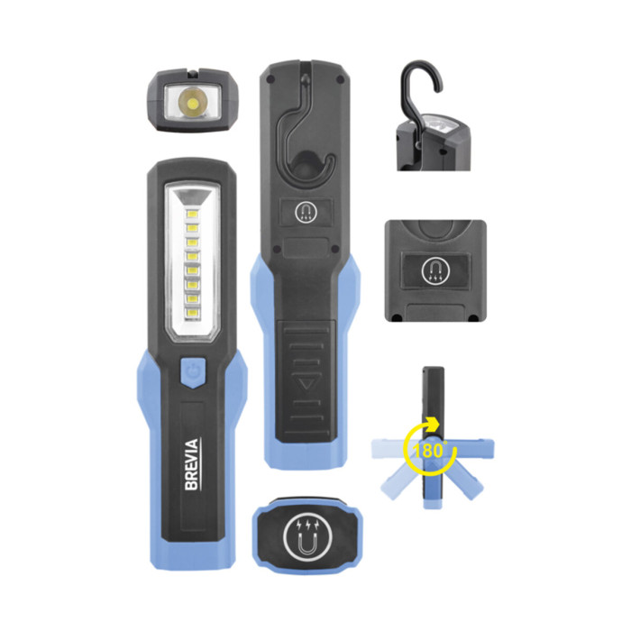 Ліхтар інспекційний Brevia LED 8SMD+1W LED 300lm, 3xAA 