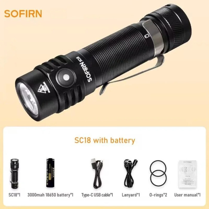 Ліхтар Sofirn SС18 SST40 18650, чорний  