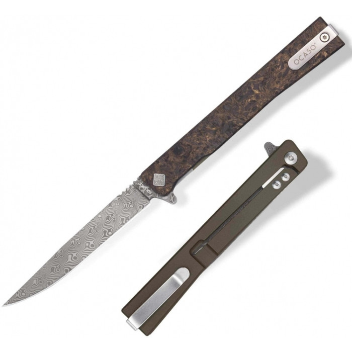 Ніж Ocaso Solstice, Fat Carbon Gold, Damascus 
