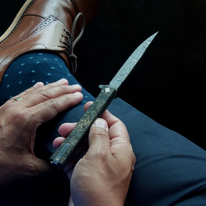 Ніж Ocaso Solstice, Fat Carbon Gold, Damascus 