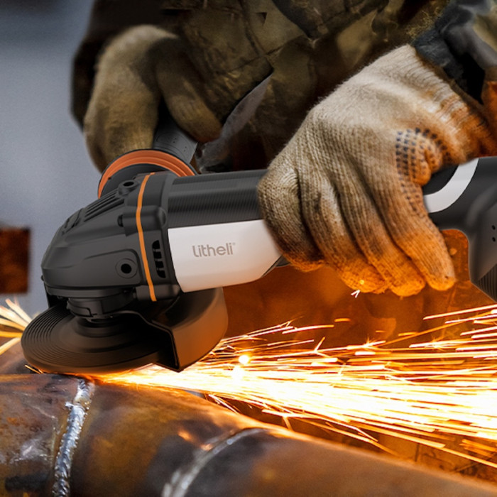 Акумуляторна кутова шліфмашина безщіткова Litheli, живлення від павербанку (УМБ Litheli Power Bank 20000 mAh, 45 W, 2А в комплекті) 