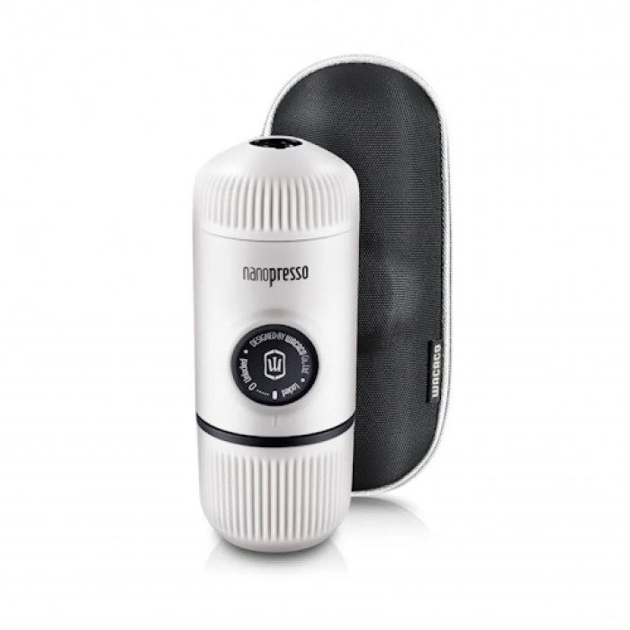 Портативна еспресо-кавоварка Wacaco Nanopresso біла з чохлом 