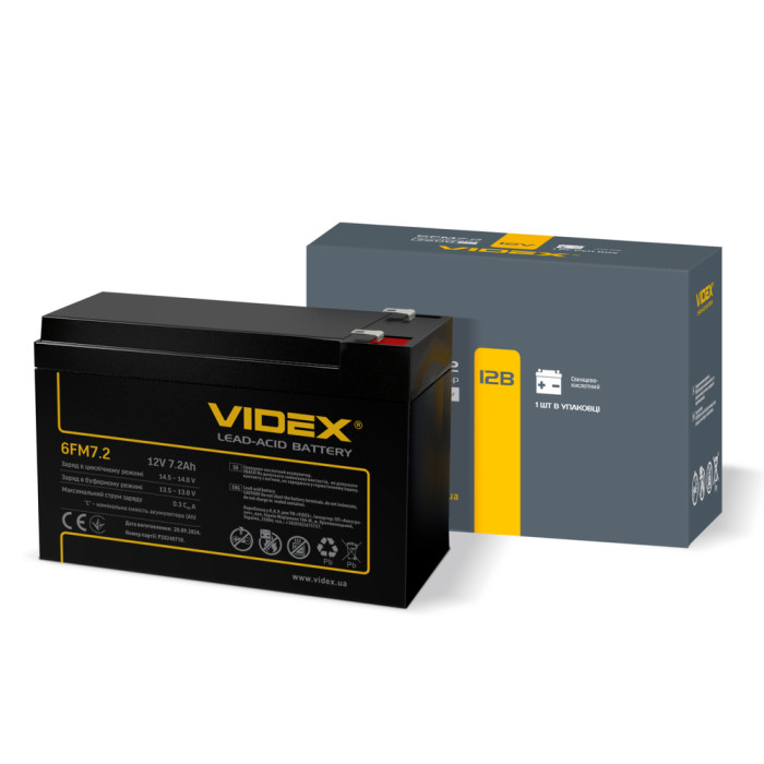 Акумулятор Videx 6FM7.2 свинцево-кислотний 12V/7.2Ah 