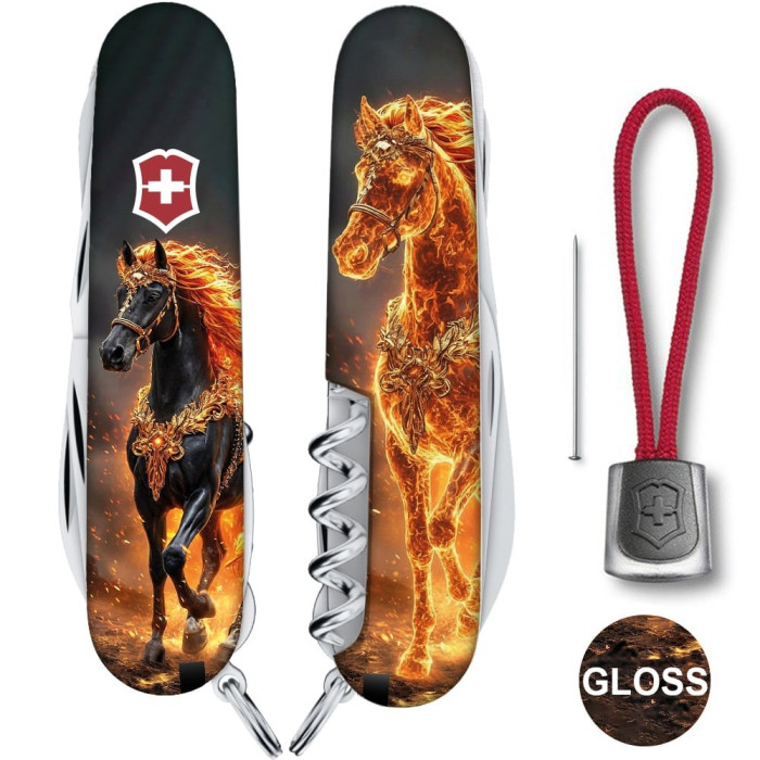 Складаний ніж Victorinox HUNTSMAN ZODIAC Золотий кінь 1.3713.Z5220pk 