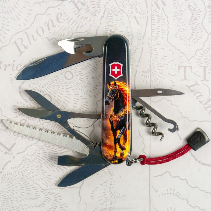 Складаний ніж Victorinox HUNTSMAN ZODIAC Золотий кінь 1.3713.Z5220pk 