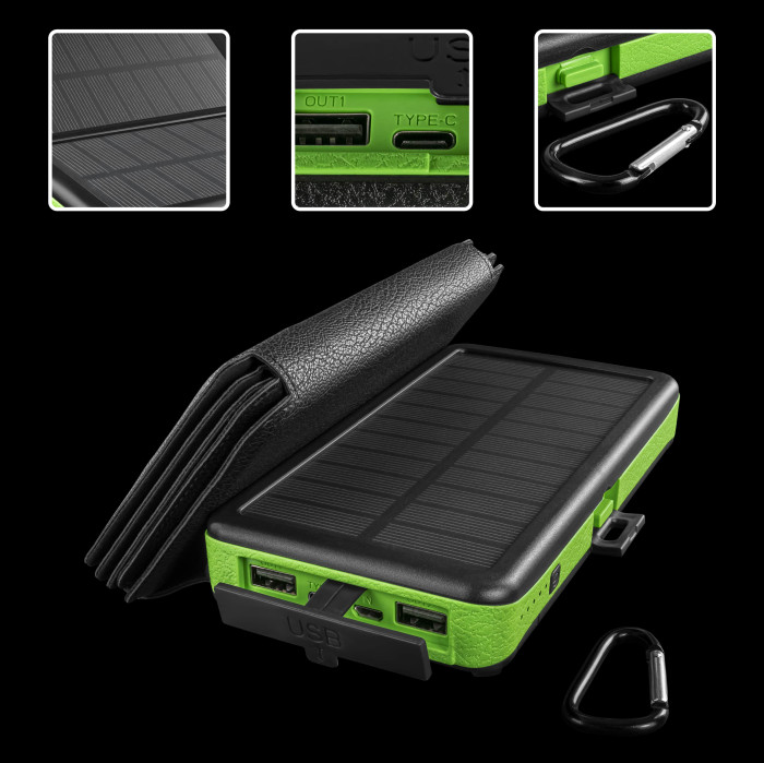 Сонячний портативний зарядний пристрій Kilnex POWER BANK 16000 LEXX 