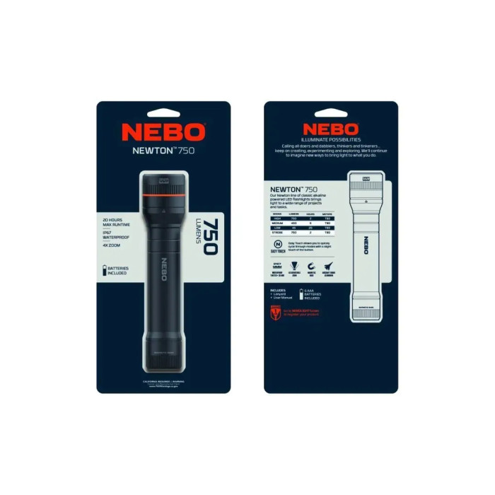 Ліхтар ручний Nebo Newton 750 люмен (NB NEB-FLT-0015-G) 