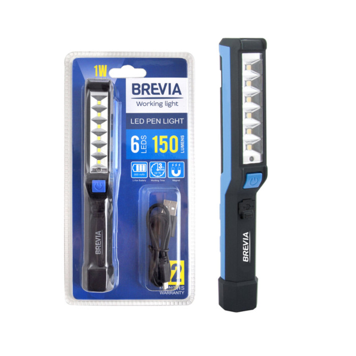 Ліхтар інспекційний Brevia LED Pen Light 6SMD+1W LED 150lm 900mAh microUSB 