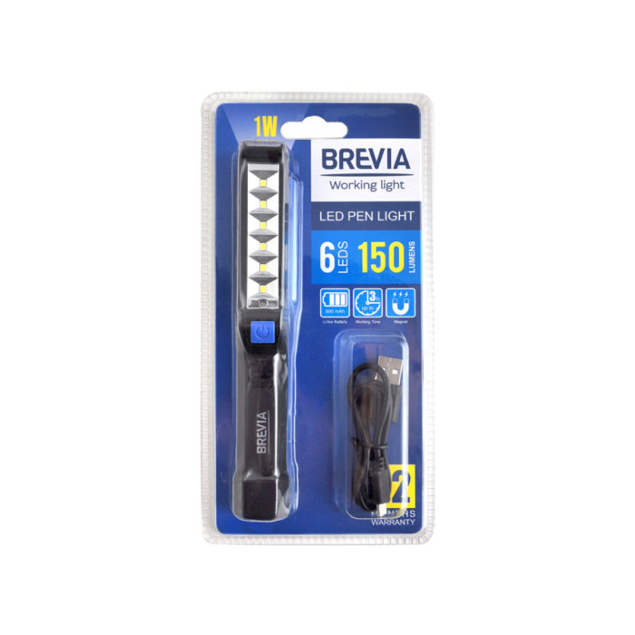 Ліхтар інспекційний Brevia LED Pen Light 6SMD+1W LED 150lm 900mAh microUSB 
