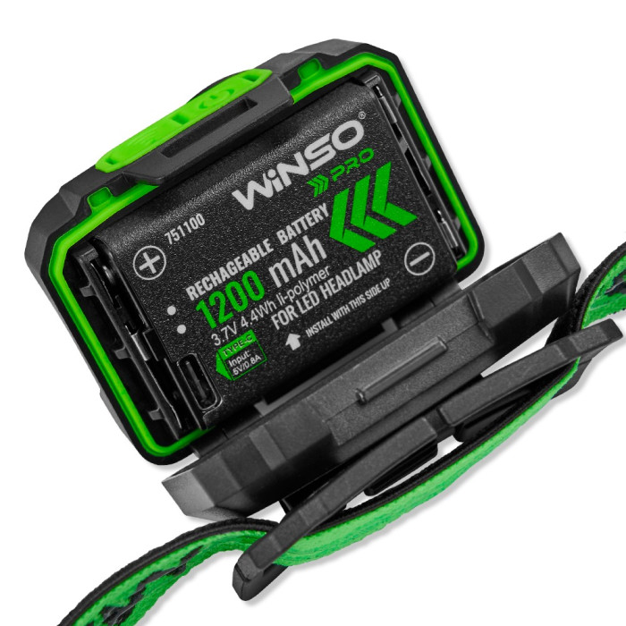 Ліхтар налобний Winso PRO 500Lm, 3W CREE XPG + COB, 1200mAh/3xAAA, Sensor White/Red 