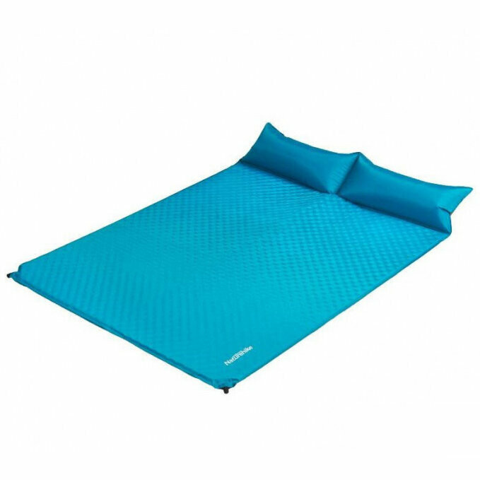 Килимок Naturehike NH18Q010-D самонадувний, двомісний з подушкою, 25 мм, блакитний 